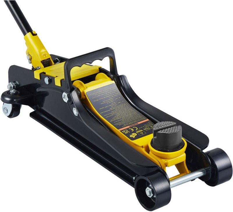 Mophorn 2,5 Tonnen Low Profile Heavy-Duty Stahl-Rennwagenheber mit Einzelkolben-Hubpumpe, Hubbereich 85mm-380mm, Schwarz