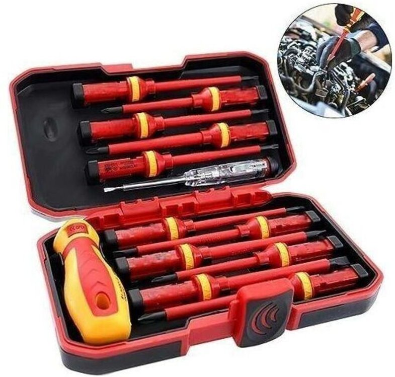 Isolierter 1000-V-Elektriker-Schraubendreher-Satz mit austauschbaren magnetischen Spitzen, Elektroreparatur-Werkzeugset,...