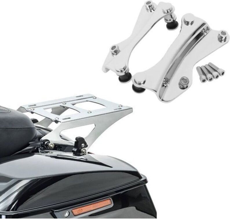 Montagehalterung für Gepäck kompatibel mit Harley Davidson Touring 14-25 + Vierpunkt-Befestigungsset