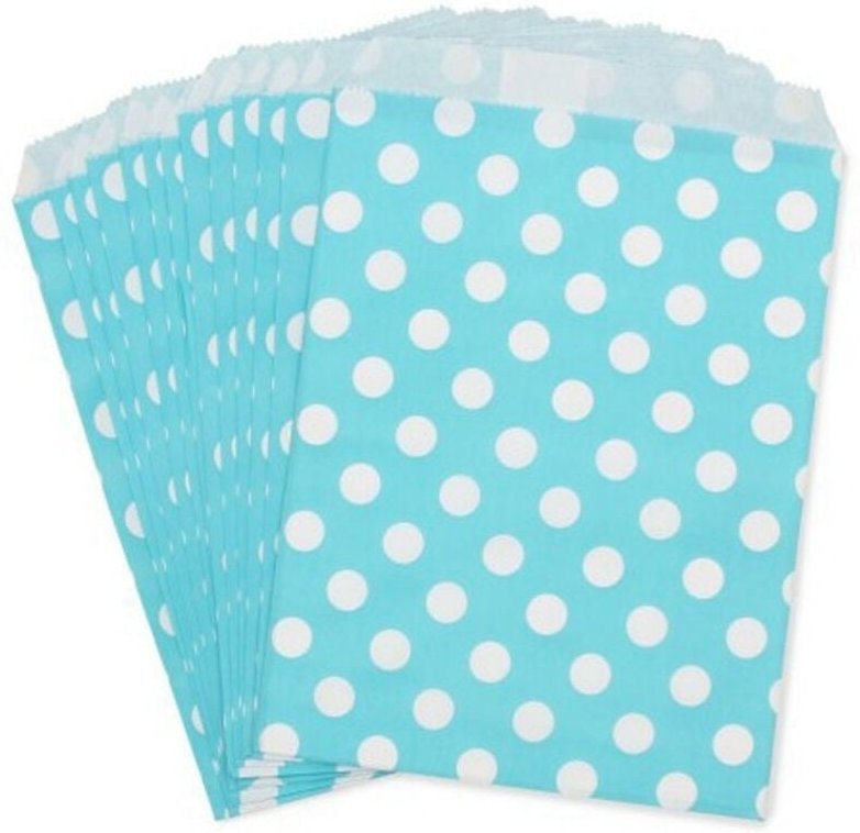 Trade Shop Traesio - Trade Shop - 60 Beutel Beutel Umschlag in Hellblau Punkte 16x13cm Süßigkeiten Konfetti -
