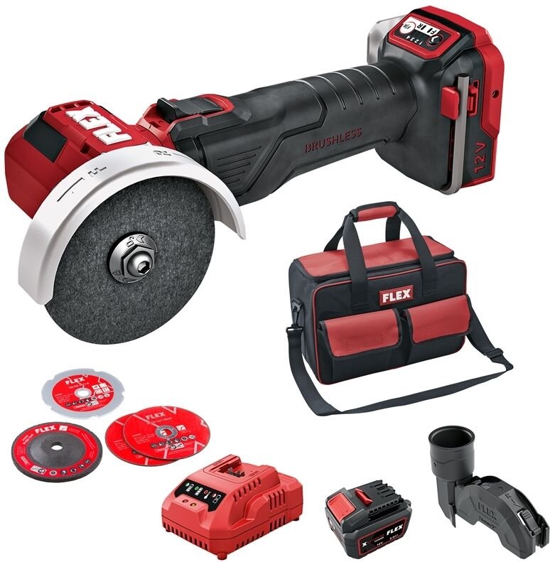 Flex Akku-Mini-Winkelschleifer LBE 76 12-EC inkl. 1 Akku 5,0, Ladegerät, Tasche