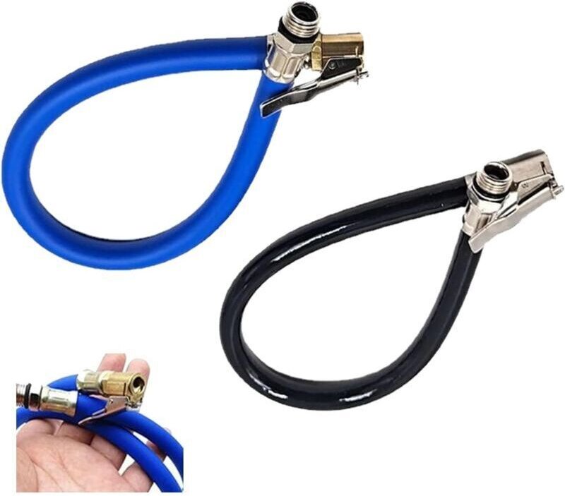 2-teiliger Autoreifen-Aufblasschlauch, Aufblasventil-Adapter-Luftpumpe, flexibler schwarzer Gummi-Verlängerungsschlauch,...