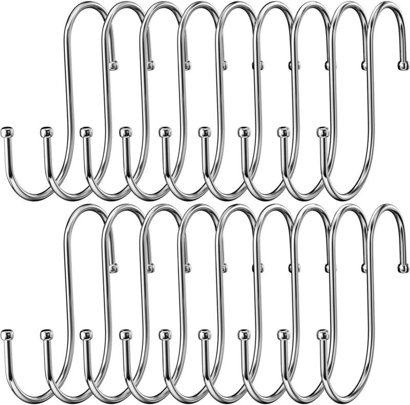 Sollbry Set mit 18 Edelstahl-S-Haken, robuster Doppel-Metallhaken zum Aufhängen von Tassen, Kleidung, Töpfen und Schüsse...