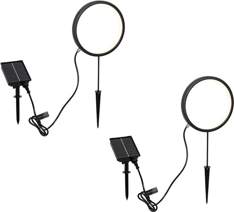 Set mit 2 schwarzen Wegeleuchten 50cm inkl. wiederaufladbare led und Solar IP65 - Adalind