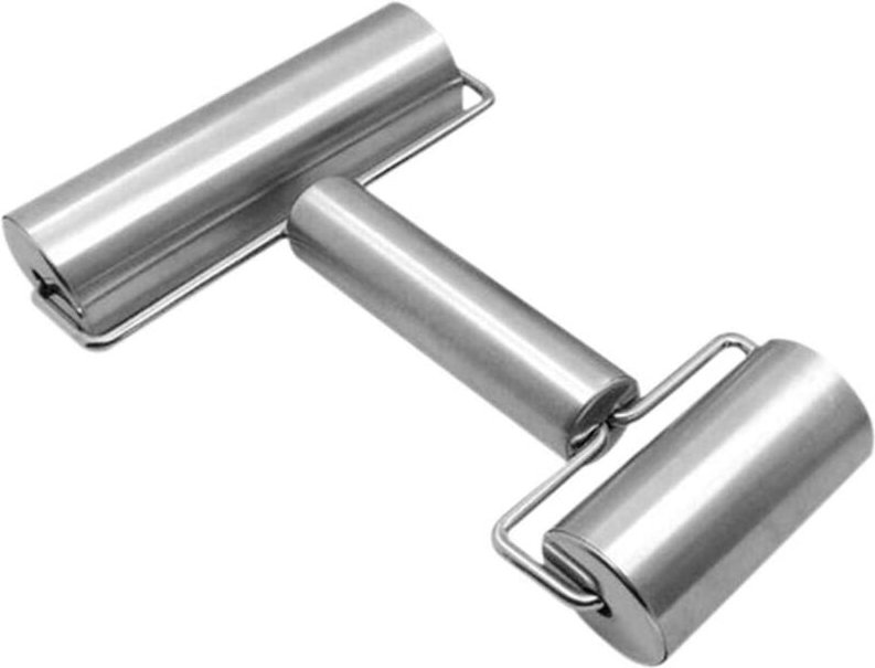 Doppelter Nudelholz aus Edelstahl, für Pasta, Pizza, Törtchen und Kekse