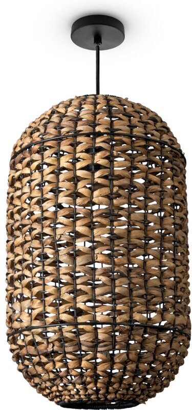 Hängeleuchte Bambus Esszimmer Korblampe Hängend Pendellampe Papier Gras Boho E27 Natur (Ø30cm), Pendelleuchte - Typ 3 - ...