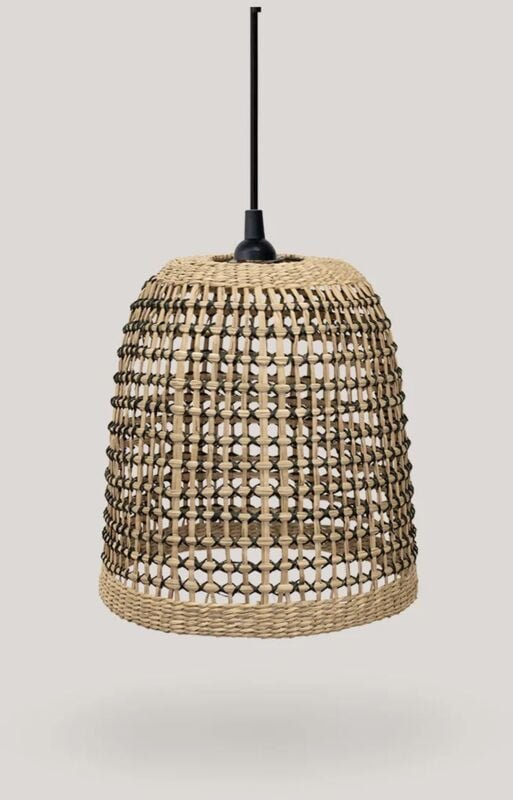 Licht-erlebnisse - Hängeleuchte außen Seegras E27 IP44 ø 33 cm rund Natur Modern Pendelleuchte Garten Außenleuchte Terra...