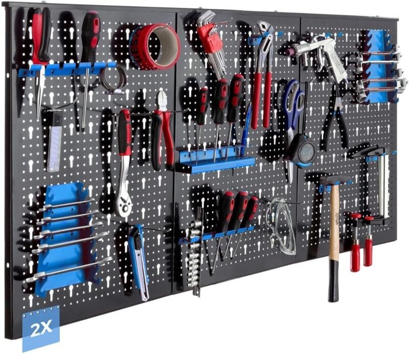 Werkzeugwand Lochwand Werkstattwand Metallwand Lochblech 34 Teile - Arebos