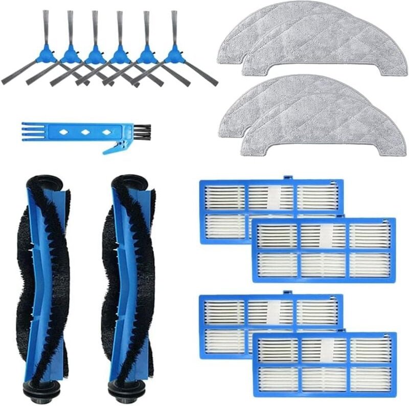 Toolive - Zubehörset für Proscenic 850T Staubsauger-Ersatzteile, 2 Hauptbürsten + 4 Hepa-Filter + 6 Seitenbürsten + 4 Wi...