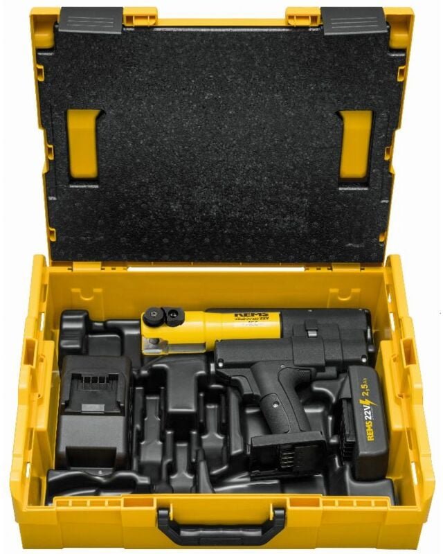 Mini-Press acc 22 v Akku Radialpresse mit Zwangsablauf in L-Boxx + 1 x 2,5 Ah Akku + Ladegerät ( 578014 R220 ) - Rems