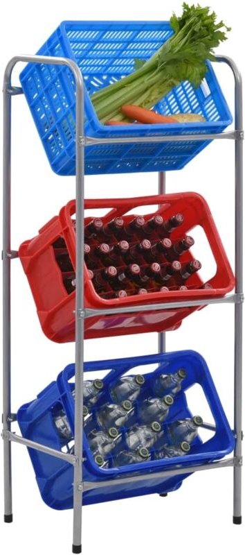 Kistenregal für 3 Kisten Silbern 50x33x116 cm Stahl Vidaxl