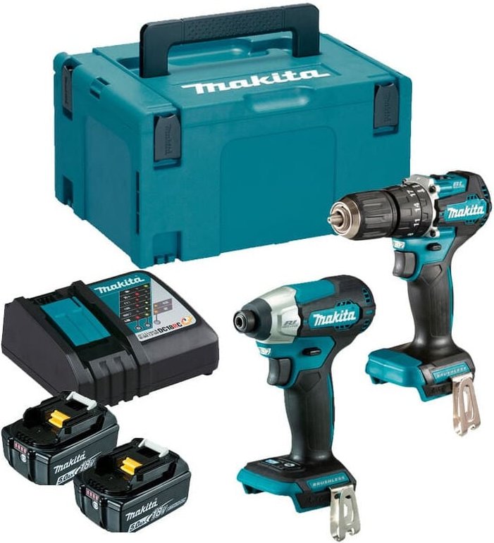 Makita - Combopack 2 Werkzeuge 18V Li-Ion (2x5,0 Ah) Bohrmaschine DHP487 Schlagschrauber DTD157 DLX2414TJ