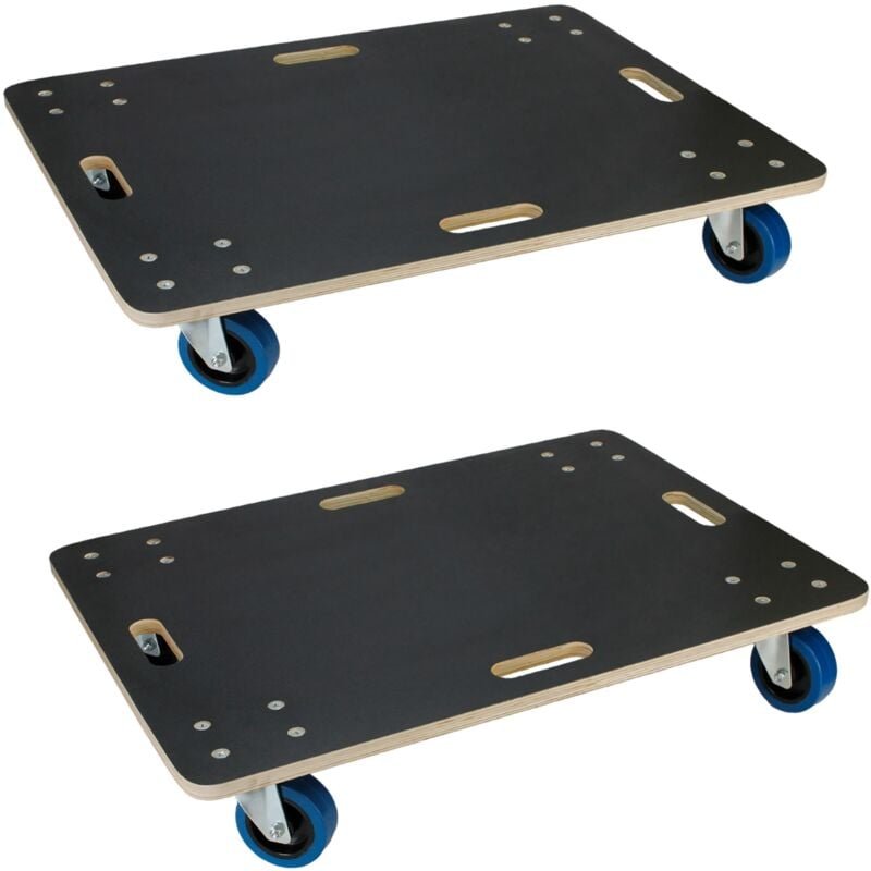 2er Set Transportroller 60x80 cm, bis 800 kg Siebdruckplatte/PP-Räder, Transporthilfe für Umzug, Rollbrett Möbelroller M...