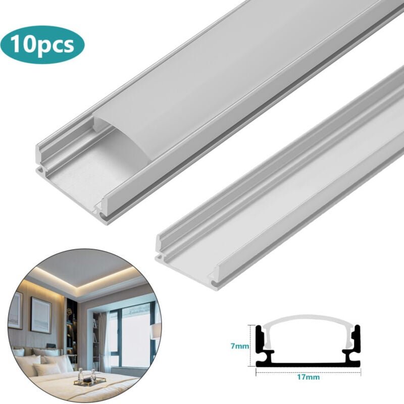 Thumbnail - SWANEW 10x1m LED Aluminium Profil LED Aluprofil Alu Schiene Leiste Inner Modelle für LED Streifen Eloxiert Leuchte U-for...