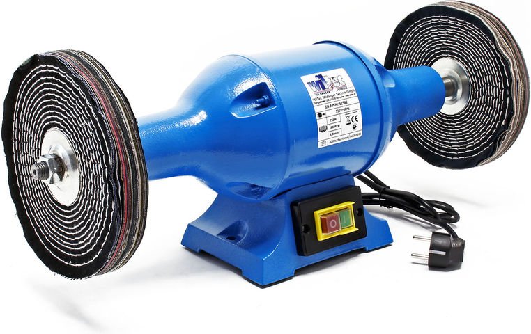 Poliermaschine 750W mit 2 Polierscheiben ø 200mm, 2950 U/min, Doppelschleifer mit robustem Gehäuse aus Guss und Standfuß...