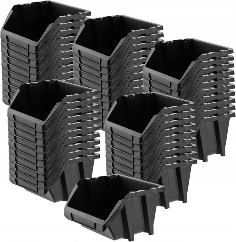 Werkstatt-Stapelkiste, Lagerboxen (Schwarz, 50er Set - 214x198mm) - Kadax