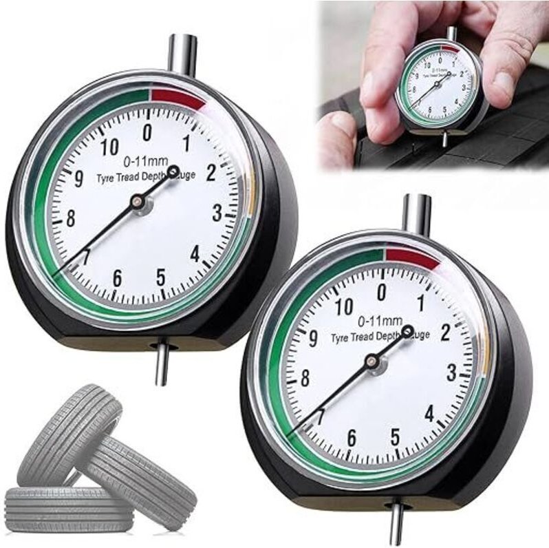 Reifentiefenmesser, 2 Stück Professioneller Reifentiefenmesser Tragbares Reifenprofilmesswerkzeug Messbereich 0-11 mm fü...