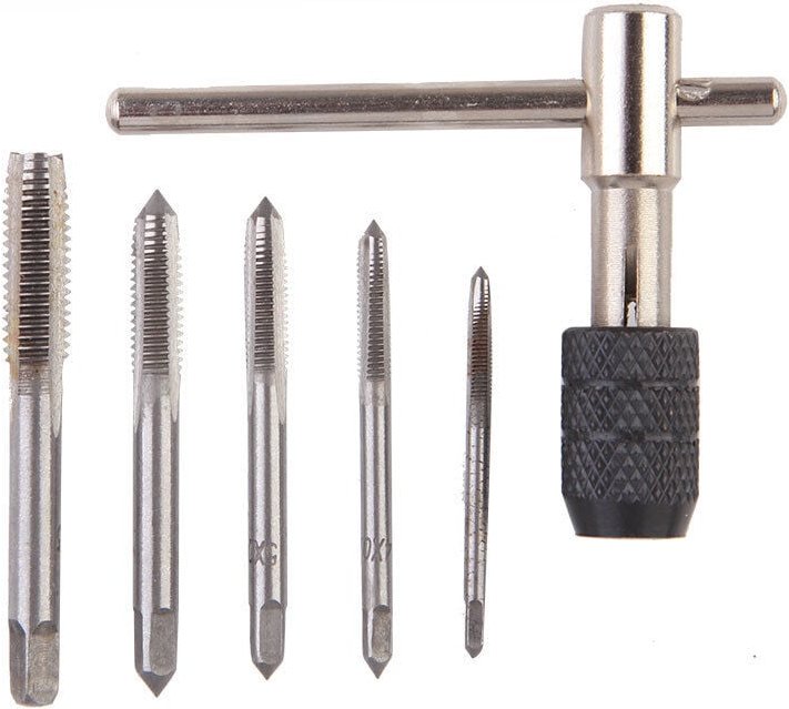 5-teiliges metrisches Handgewindebohrer-Sortiment mit gerader Nut M3 M4 M5 M6 M8 mit 1 verstellbarem Schraubenschlüssel,...