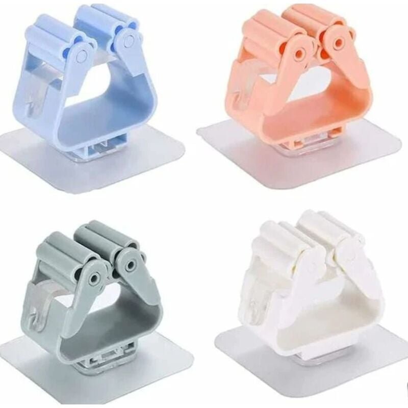 Sollbry - Stück an der Wand montierter Besenhalter, selbstklebender Mopphalter, Wandbesenaufhänger, ohne Bohren, Besencl...