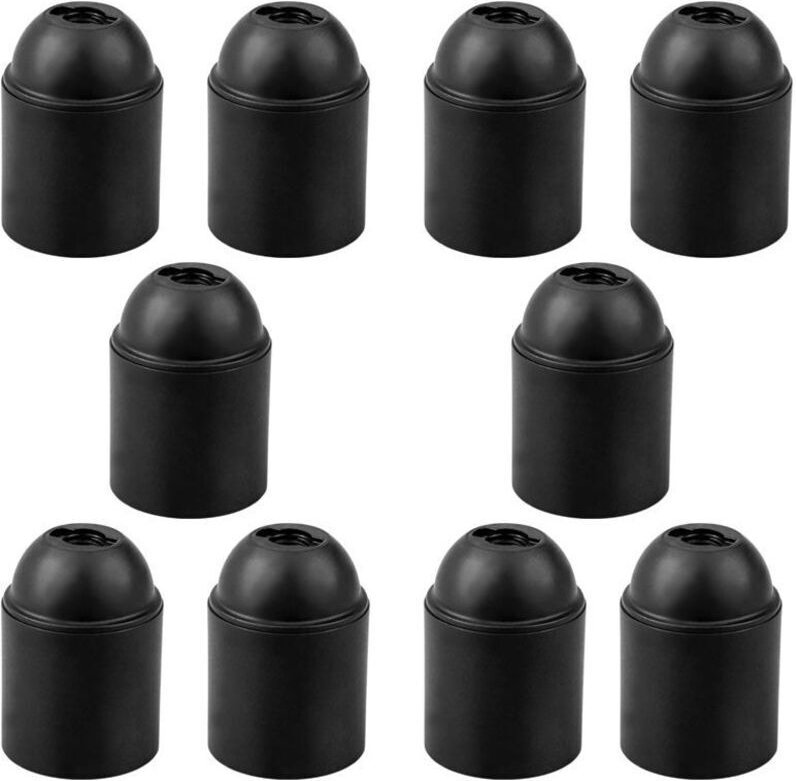10er-Pack schwarze E27-Fassungen, glatte E27-Sockelhalterung für freiliegende Glühbirnen und dickes E27-Gewinde