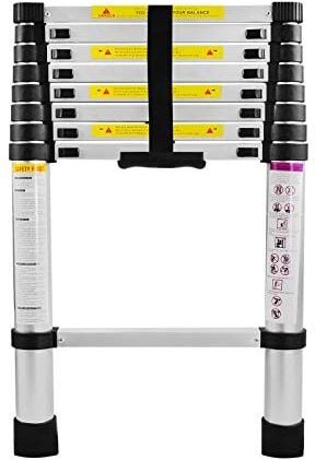 Teleskopleiter Klappbar 2,6M Multifunktionsleiter Aluminium Anlegeleiter Mehrzweckleiter Ausziehbare Leiter 9 Stufe Steh...