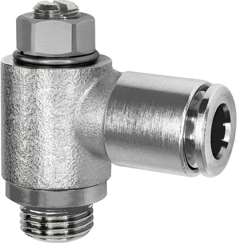 Drosselrückschlagventil, Zuluft, g 3/8, Steckverbindung 10, Schlitzschraube - Riegler