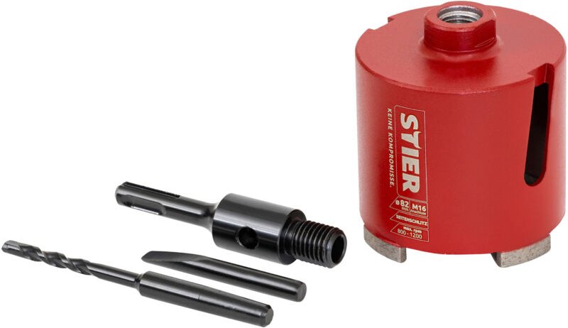 STIER Dosensenker-Satz M16 SDS, 82 mm, für Steckdosen und Verteilerdosen, hohe Haltbarkeit, Bohrkrone, Dosenbohrer