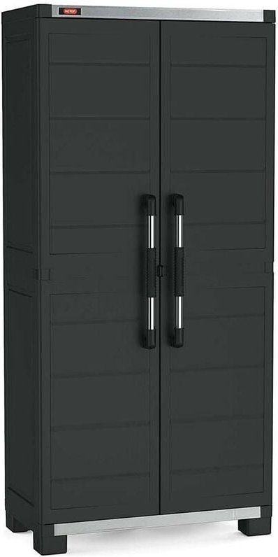 Hochschrank aus Kunststoff 4 verstärkte Böden 88x45x181H cm. schwarze Garage XL