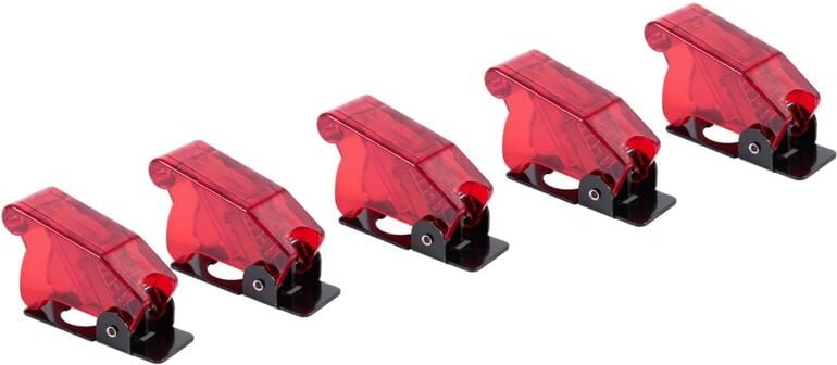 Tlily - Kunststoff 12Mm Kippschalter Sicherheitsabdeckung Protector Cap Guard 5Pcs Red