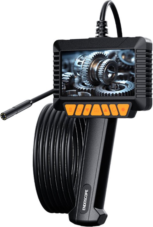 Telecamera di ispezione industriale con schermo LCD da 4,3", endoscopio impermeabile 1080p, obiettivo da 8 mm, batteria ...