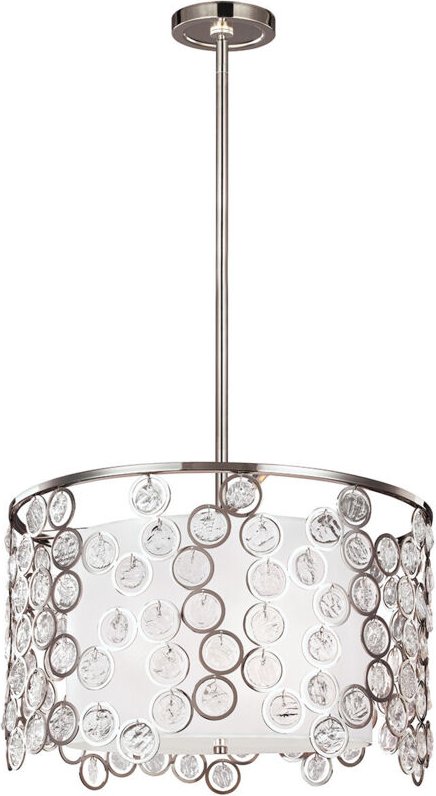 Pendellampe Deckenleuchte Hängelampe Glas Nickel d 48,3 cm Wohnzimmerleuchte