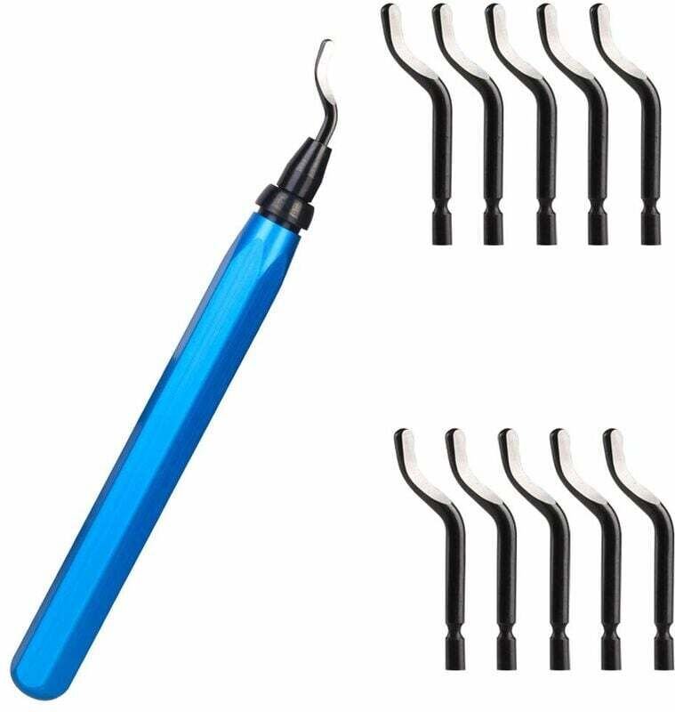 Entgratwerkzeug, Gratentferner mit 10 BS1010 Stahl-Ersatzklingen, 360° drehbare Klingen, praktisches Werkzeug für Alumin...