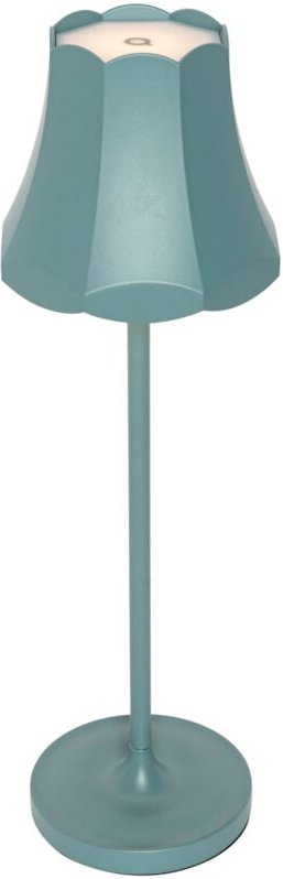 Qazqa - Retro Tischleuchte Mineralblau wiederaufladbar IP44 - Granny