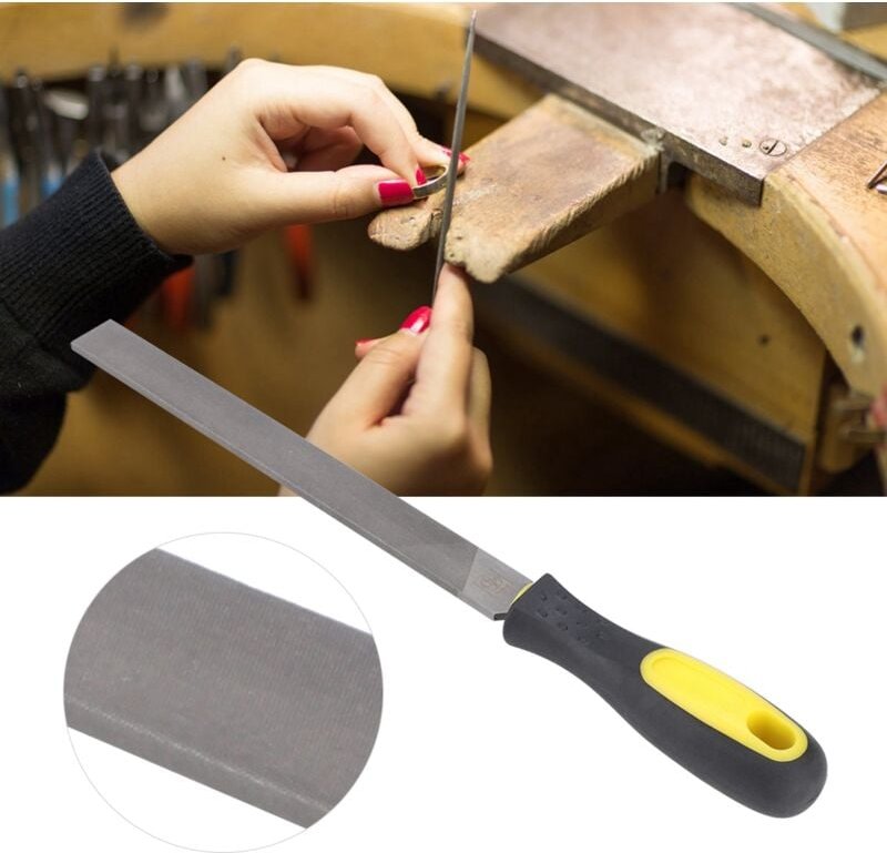 Thumbnail - Ej.life - Gehärteter Stahl, 8 Zoll, Flache Fräsfeile, Länge 31 Cm, Schleifklinge mit Griff, Schärfformwerkzeug für Metal...