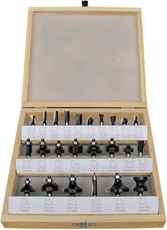 Fräser-Satz hw 24tlg. S8 im Holzkasten - Fortis