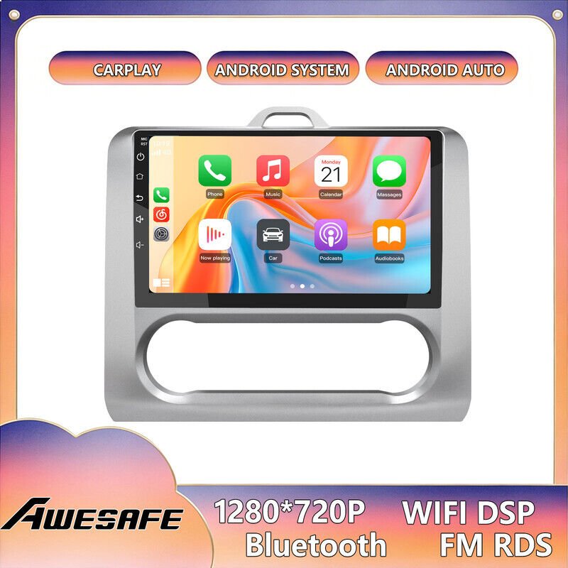 AWESAFE Autoradio Android 13 für Ford Focus Mk2 (2004-2011) 6GB+128GB mit 9'' Touchscreen Carplay Android Auto GPS Bluet...