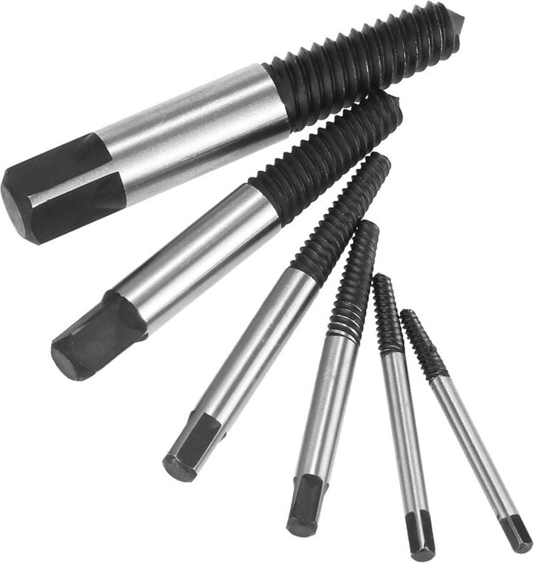 6-teiliges Schraubenausdreher-Set, leicht zu entfernendes Bohrer-Set aus legiertem Stahl für abgebrochene Bolzen, Gewind...