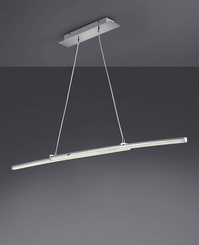 Schmale led Pendelleuchte spread Silber Chrom lang ausziehbar, Breite 100-140cm