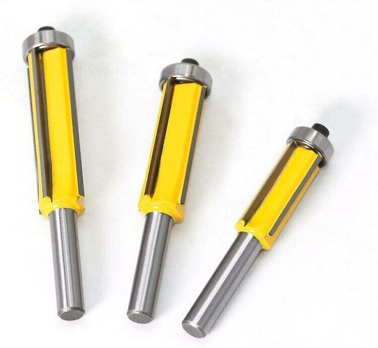 3-teiliger Bohrfutter-Fräser, 4-Nut-Schaft, Kopierfräser mit oberem Lager, gerader bündiger Fräser, Hartmetall-Fräser fü...