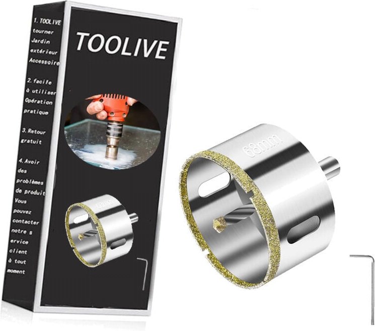 Diamantbohrer, 68mm Lochsäge mit Zentrierbohrer, Glasbohrer mit Diamant-Beschichtung Kohlenstoffstahl, Bohrkron Fliesenb...