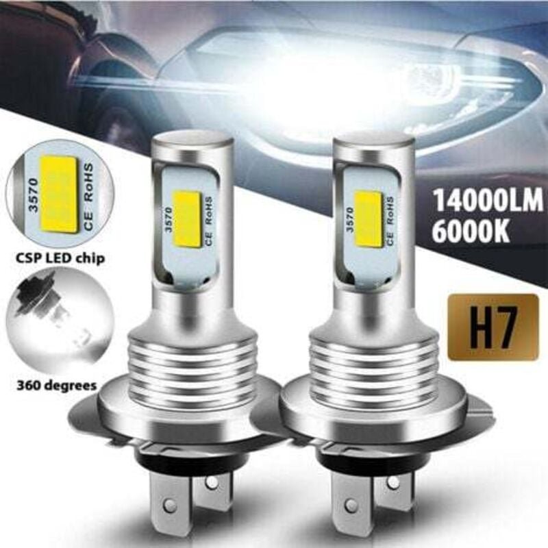 4er-Pack, H7-LED-Glühbirne, 14000 LM, 6000 K, extrem heller weißer LED-Scheinwerfer, IP68-wasserdichtes All-in-One-Plug-...