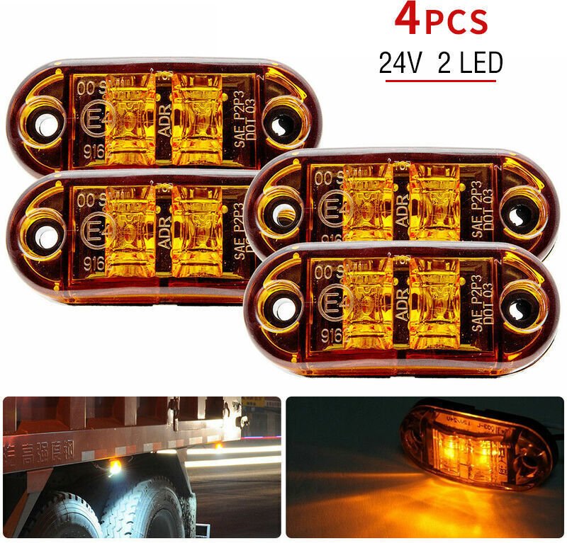 XVX - 4er-Pack orangefarbene Seiten-/Vorne-/Hinten-Markierungsleuchten, 12 V/24 v, universelle LED-Anzeige, Positionsanz...