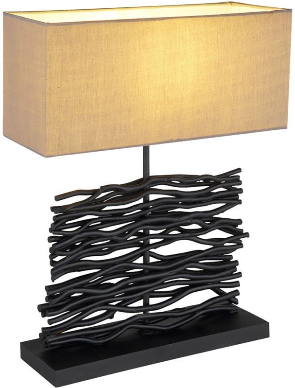 Tischlampe - Jamie - schwarz - holz - stehlampe - E27 - - Globo