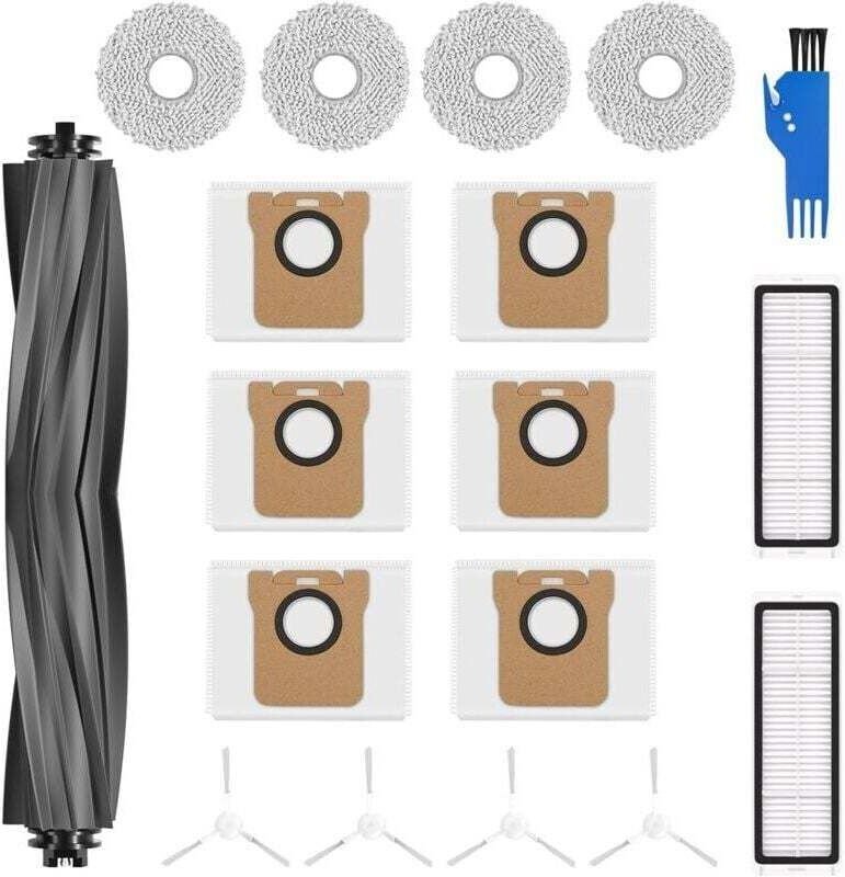 Kompatibel mit Dreame L10s Ultra/L10 Ultra Zubehör-Set, 6 Staubsaugerbeutel, 4 waschbare Tücher, 4 Seitenbürsten, 2 Filt...