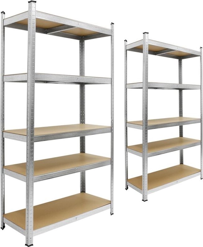 ECD Germany 2er Set Werkstattregal Schwerlastregal 170x70x30 cm bis 350kg belastbar verzinktes Metall 5 MDF-Platten höhe...