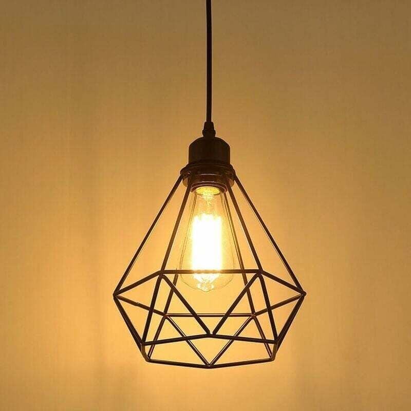 Industrielle Pendelleuchte, Retro-Kronleuchter, Deckenleuchte, Vintage, schwarze Käfiglampe, Deckenbeleuchtung, Metallla...