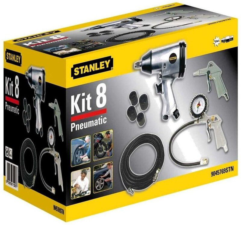 8-teiliges Druckluft-Set, mit 4 Stecknüssen, 10 m Schlauch, Schlagschrauber für den Reifenwechsel, Reifenfüllpistole mit...