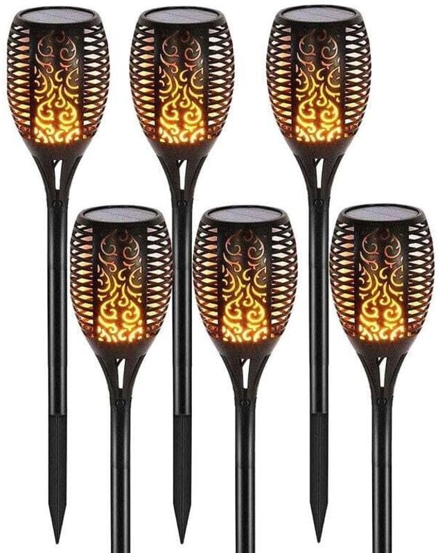 12 led Solarleuchte 54cm Flackerlicht Outdoor Gartendeko, 6er Pack,