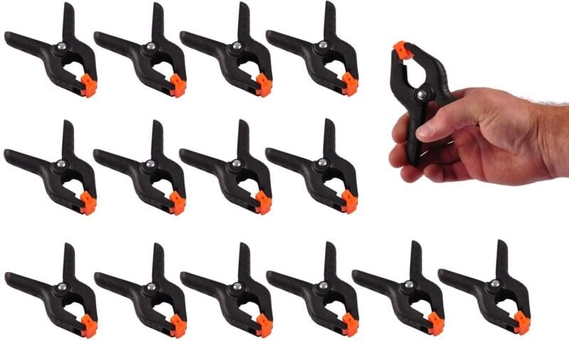 Buri - 15er-Set Federzwingen Leimzwinge Klemmzwinge Schraubzwinge Kantenzwinge 115mm