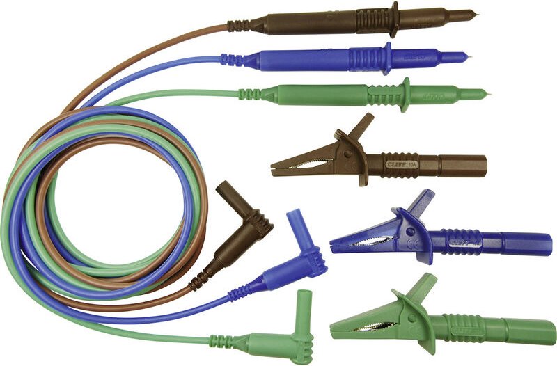 CIH29915 Sicherheits-Messleitungs-Set Stecker 4 mm Prüfspitze 1.50 m Blau, Grün, Braun 1 St. - Cliff